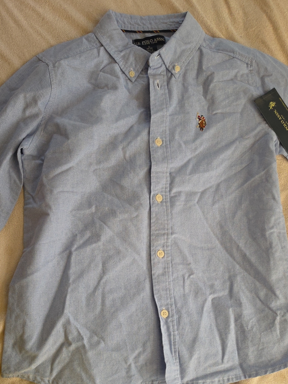 U.S. Polo Assn. Kid's Light Blue Button-Down Oxford Shirt